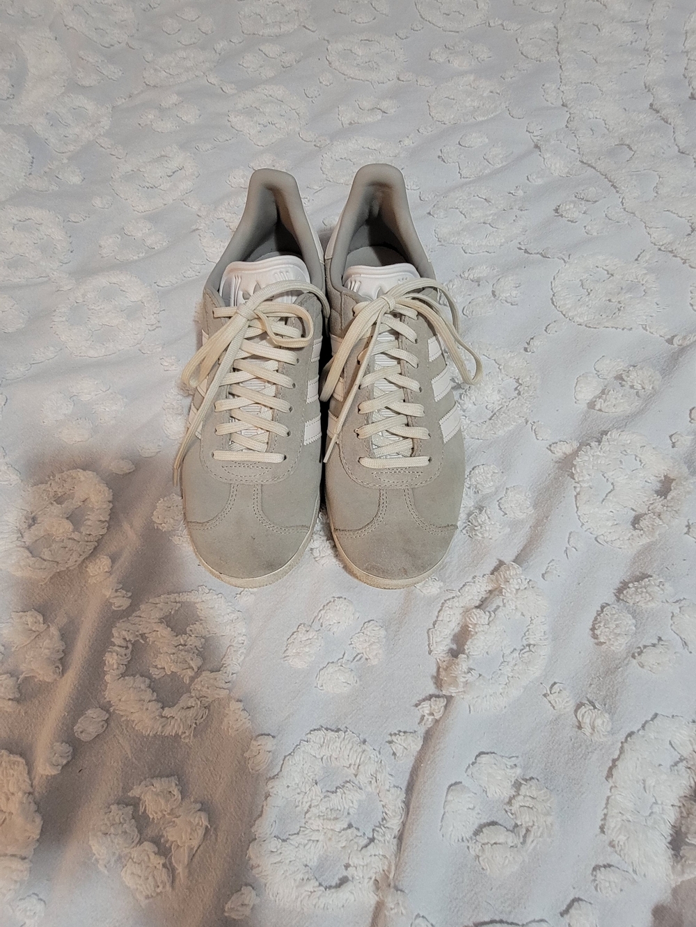 adidas Women's Suede Sneakers in Light Gray and White